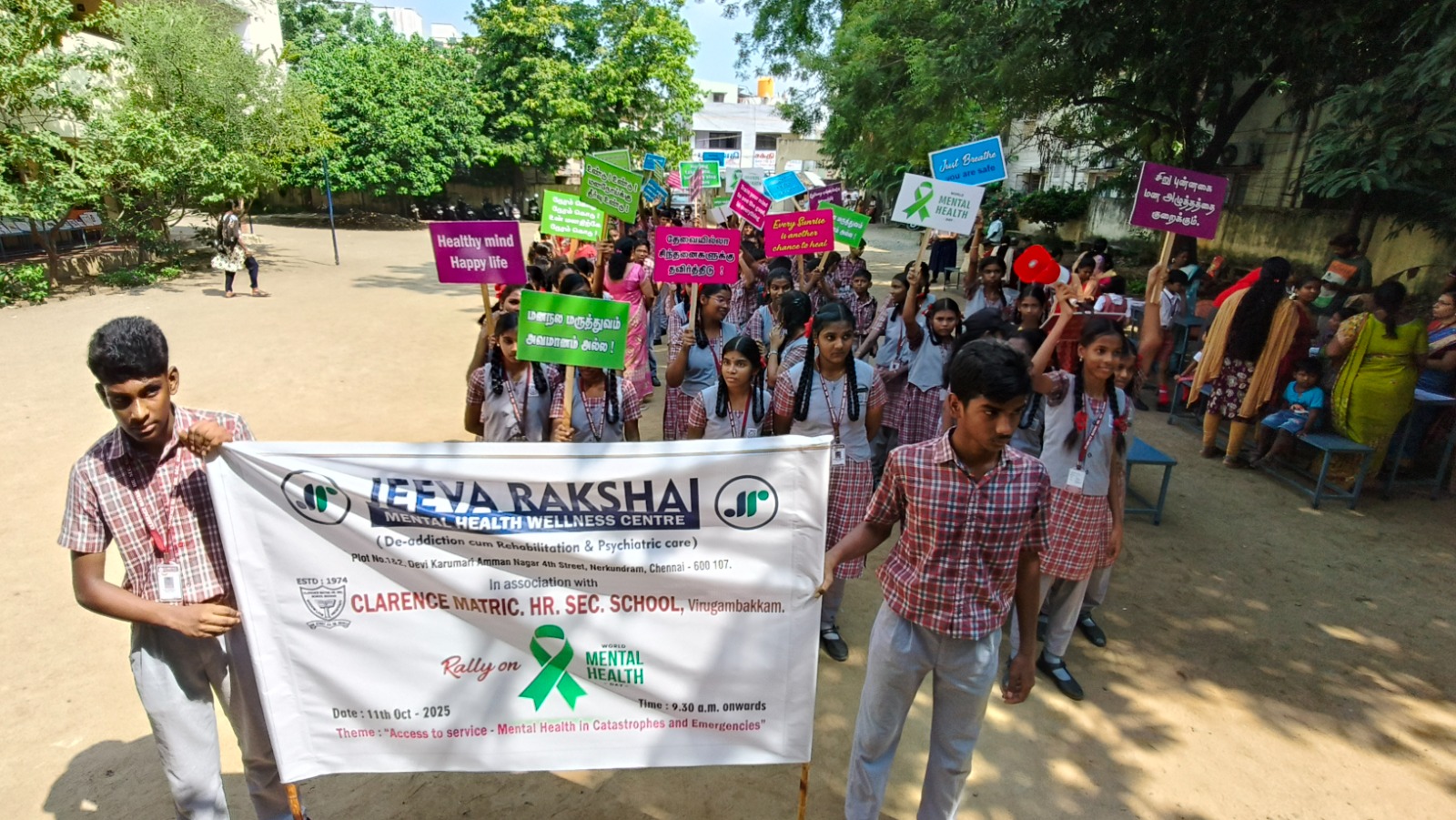 RALLY ON WORLD MENTAL HEALTH AWERENESS DAY in CLARENCE METRIC HR.SEC SCHOOL, CHENNAI